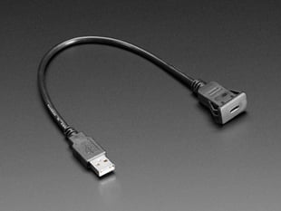 30cm long, black, USB-C to USB-A panel mount cable.