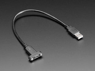 30cm long, black, USB-C to USB-A panel mount cable.
