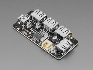 Angled shot of black, rectangular, USB hub breakout.