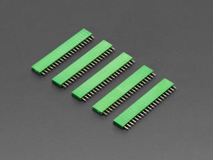 Five pack of 20-pin 0.1 Female Header - Green plastic