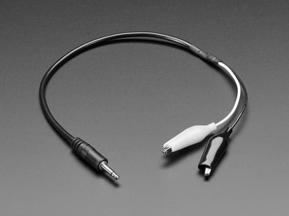3.5mm Mono Audio Plug to Alligator Clips - 3.5mm Mono Audio Plug to Alligator Clips with white and black clips