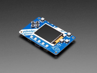 Adafruit PyBadge for MakeCode Arcade, CircuitPython, or Arduino - Angled shot of a Adafruit PyBadge for MakeCode Arcade, CircuitPython, or Arduino. 