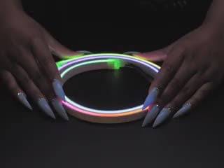 Demo Video of hands squeezing and unraveling the illuminated Flexible Silicone Neon-like Skinny NeoPixel LED Strip.