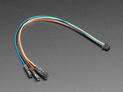 STEMMA QT / Qwiic JST SH 4-pin Cable with Premium Female Sockets - 150mm Long - Angled shot of JST SH 4-pin Cable with Premium Female Sockets.