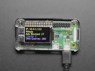 Video of a blue-manicured finger pressing a bottom on a  Mini Color PiTFT Ad Blocking Pi-Hole Kit.