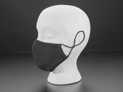 Adjustable Fabric Face Mask in Adafruit Black - Black cloth face mask shown on a mannequin