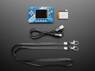 Adafruit PyBadge Starter Kit with PCB, lanyard, battery and cable