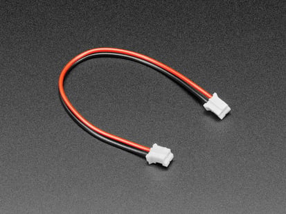 JST-PH 2-pin Jumper Cable - 100mm long - Angled shot of JST-PH 2-pin Jumper Cable - 100mm long