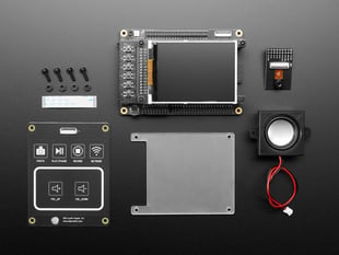 ESP32-S2 Kaluga Dev Kit featuring ESP32-S2 WROVER with TFT screen module, capacitive touch pads, speaker, camera and hardware.