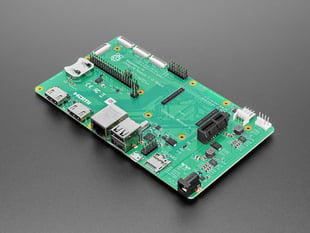 Angled shot of large Raspberry Pi Compute Module 4 I/O Board.