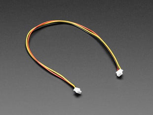 Angled shot of 1.25mm pitch 20cm long 3-pin cable.