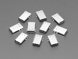 Photograph of 10 USB Type C SMT / THM Jack Connectors 