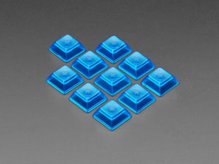 Group shot of 10 pack DSA color keycap BLUE TRANSPARENT KIT8