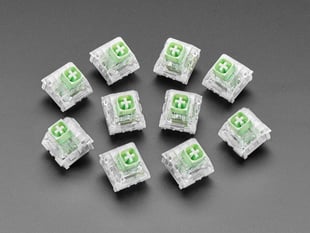 Angled shot of ten Jade Kailh Switches.