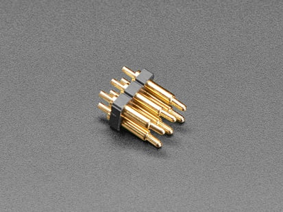 Through Hole Dual Inline Pogo Pin Header - 2x3 with 0.1" Spacing - Angled shot of 2x3 pogo pin header.