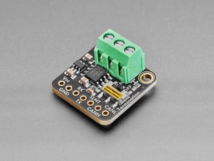 Angled shot of CAN transceiver breakout board with pre-soldered terminal blocks.