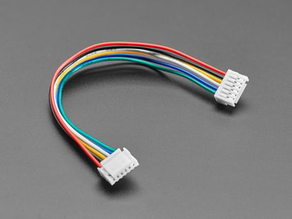 JST GH 1.25mm Pitch 6 Pin Cable - 100mm long - Angled shot of 100mm long JST-GH 6-pin cable.
