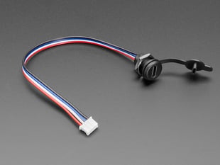 Angled shot of a screw mount USB-C to 4-pin JST PH adapter cable.