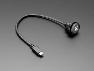 Angled shot of a USB-C to USB-B panel mount cable