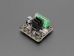 Angled shot of stepper motor driver board with black, 3-fin heatsink.