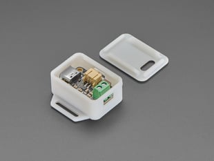 Angled shot of Assembled enclosure for breakout board with lid off.
