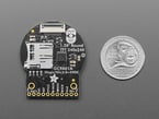 Top Down Back Shot of the Adafruit 1.28" 240x240 Round TFT LCD Display with MicroSD next to a U.S. Quarter for Scale.