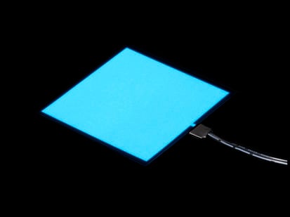 Electroluminescent (EL) Panel - 10cm x 10cm White - Lit square of white EL sheet - 