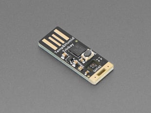 Angled shot of thin, rectangular, USB key with temperature and humidity sensor.