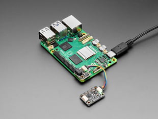 Demo Shot of the Adafruit Pi Stemma QT Breakout connected to the Raspberry Pi and then connected to the BMP280 Pressure Sensor via a Stemma Cable.