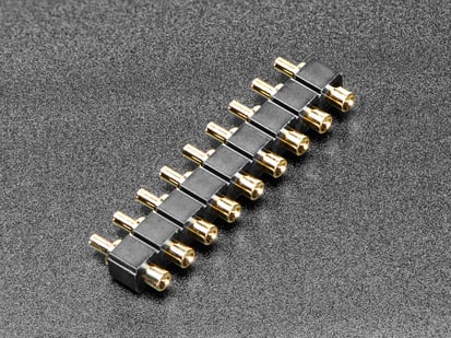 Through Hole Inline Pogo Pin Target Header - 9-Pin 0.1" Spacing - 9-pin pogo pin header