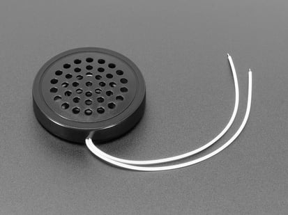36mm Speaker w/ Wires - 8 Ohm 2 Watt - Angled Shot of the 36mm Speaker - 8 Ohm 2 Watt