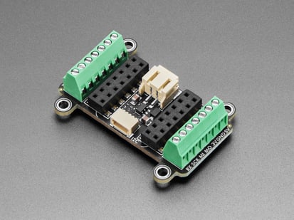 Adafruit Terminal Block BFF Add-On for QT Py and Xiao - angled shot of terminal block add-on board.