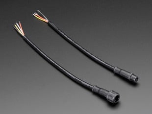 Two black, waterproof, 4-wire cable assemblies.