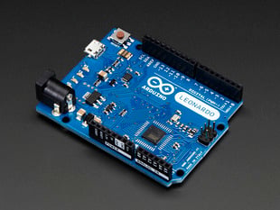 Angled Shot of the Arduino Leonardo ATmega32u4 with headers.
