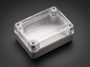 Small weatherproof enclosure with clear lid.