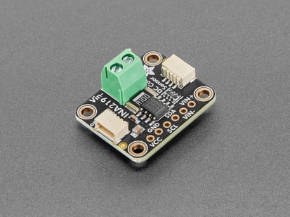INA219  High Side DC Current Sensor Breakout - 26V ±3.2A Max - STEMMA QT - Angled shot of DC power breakout board.