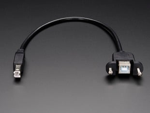 13" long panel mount cable with USB-B socket and USB-B plug.