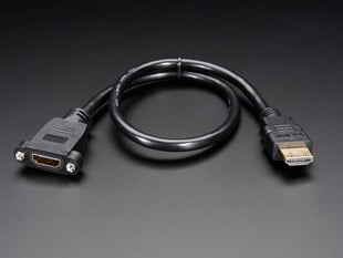 40cm long panel mount HDMI cable, semi-coiled.
